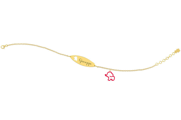 Bracciale con Targhetta - Charms elefante rosso - Nanan official