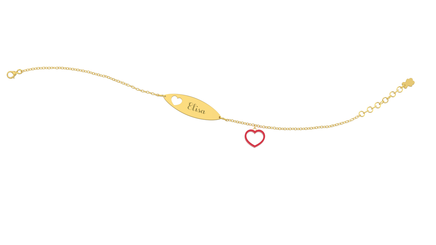 Bracciale con Targhetta - Charms cuore rossa - Nanan official