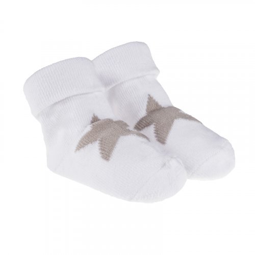 White, Grey and Beige Socks with Star
