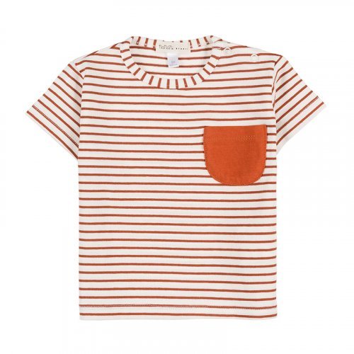 2pcs Set Striped T-shirt + Shorts Brown