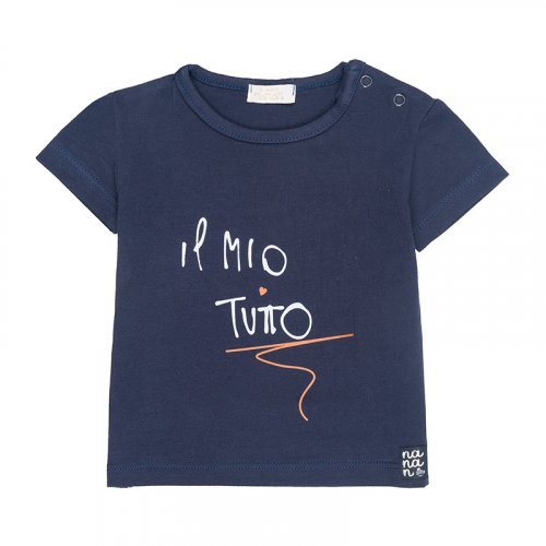 2pcs Set T-shirt with Writing + Shorts Blue