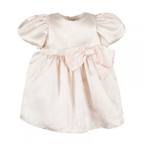 Abito beige con fiocco in vita