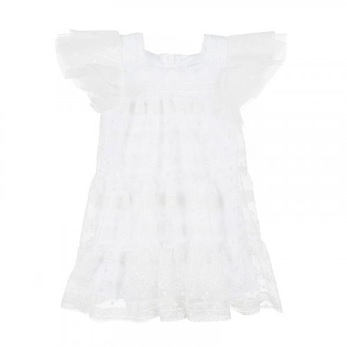 Abito in Tulle Plumetis Bianco_4686