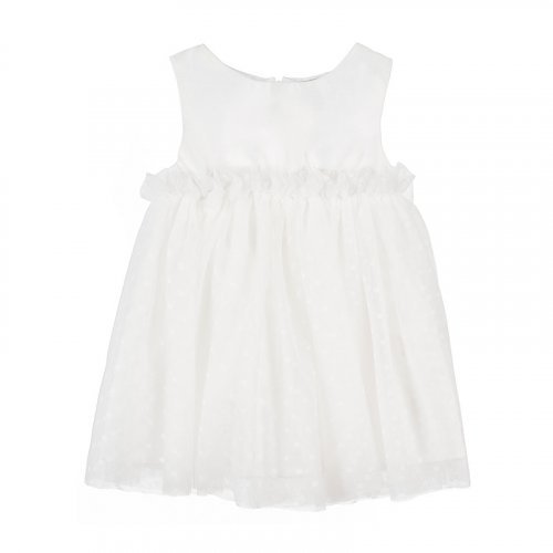 Robe Top en Shantung et Jupe en Tulle Blanc