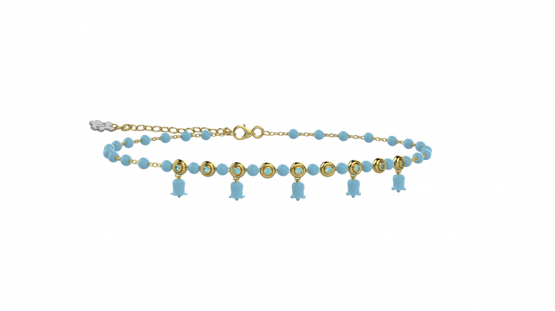 Anklet of Joy 925 Silver, Blue stones and details