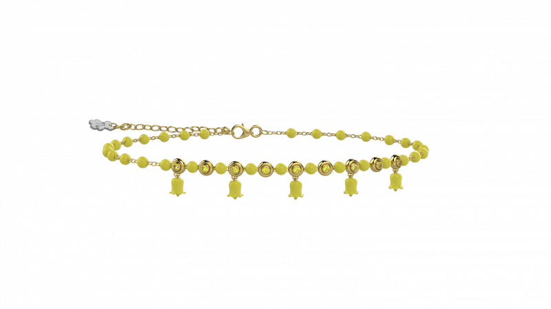 Anklet of Joy 925 Silver, Yellow stones and details
