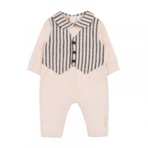 Babygro with collar and striped vest