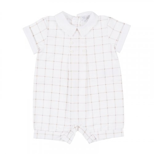 Beige Checked Romper
