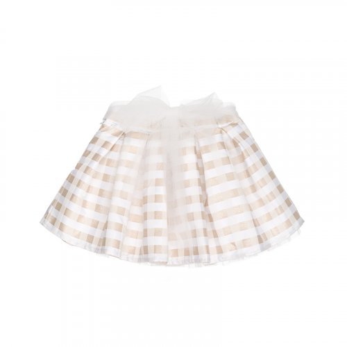 Beige checked skirt_8183