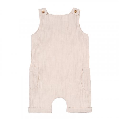Beige Gauze Dungarees_5144