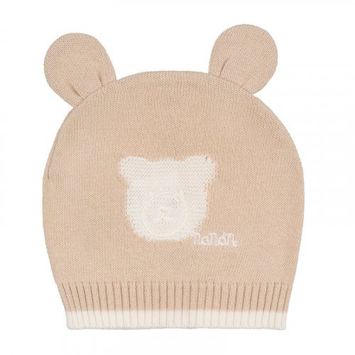 Beige Knitted Hat With Ears