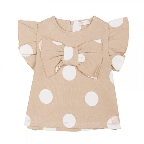 Beige Polka Dotted 2pcs Set Blouse + Leggins