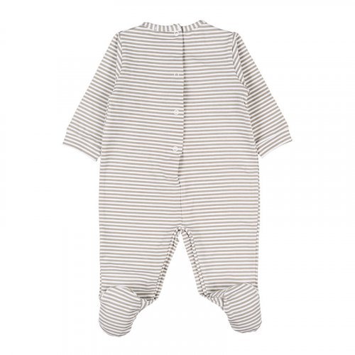 Beige Striped Babygro with Writing_4224