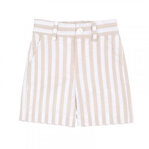 Beige striped Bermuda shorts