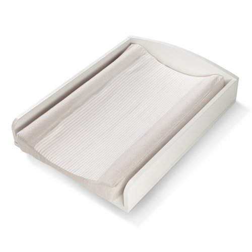 Beige striped changing mat for wooden changing table_2992
