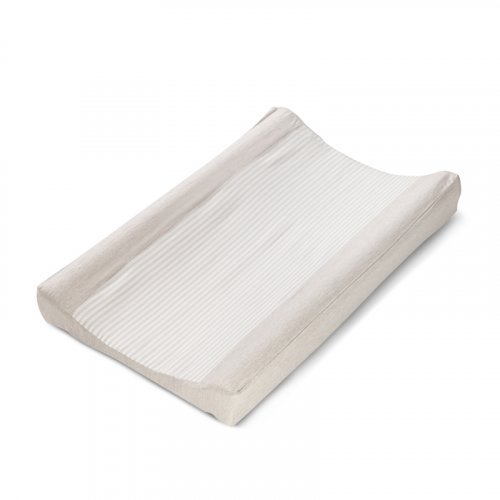 Beige striped changing mat for wooden changing table_2993
