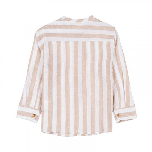 Beige Striped Korean Shirt_4478