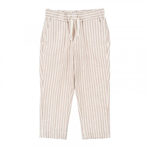 Beige Striped Pants