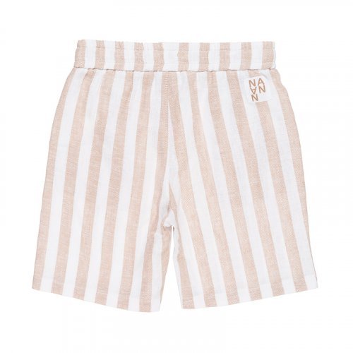 Beige Striped Shorts_4470