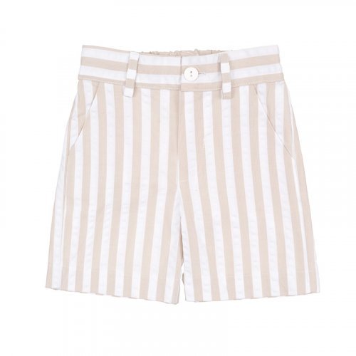 Beige gestreifte Bermuda-Shorts