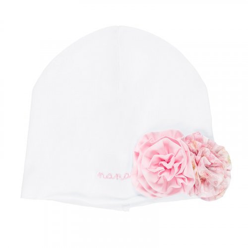 Berretta con Rose Jersey Bianca