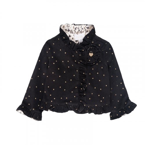 Black Jacket with Velvet Polka Dots