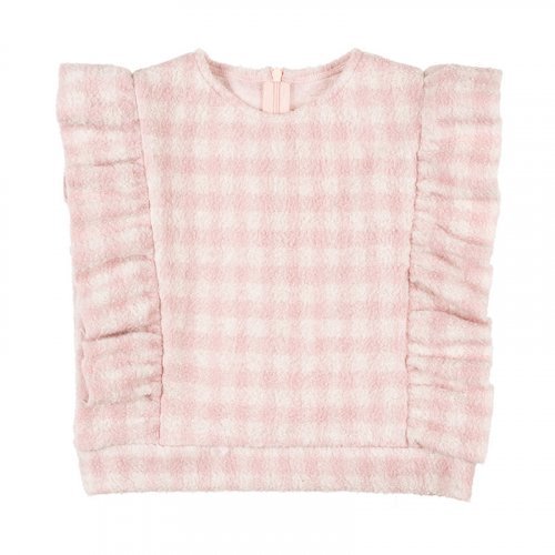 Blouse with Pink Plaid Ruffles