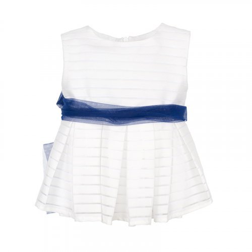 Blue sleeveless blouse_8587