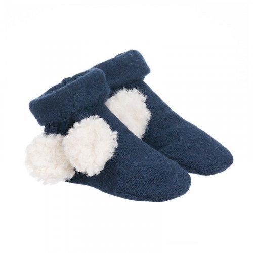 Blue Socks with Pompoms