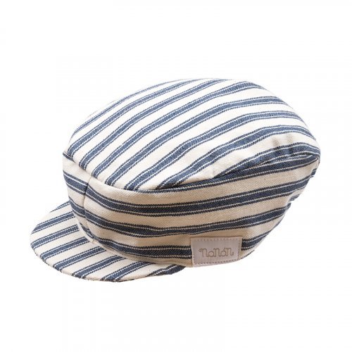 Blue striped flat cap