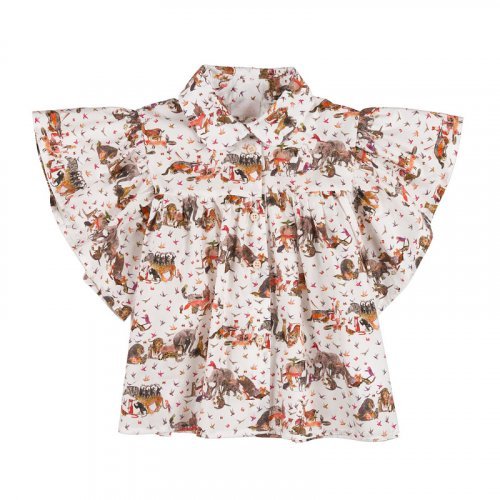 Blusa aperta davanti con fantasia jungle
