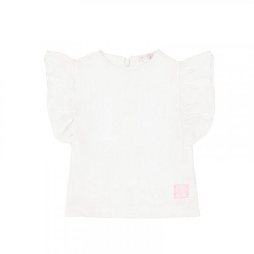 Blusa con Volant in Lino Bianco