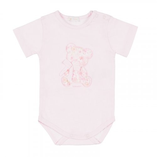 Body con Orso in Jersey Rosa