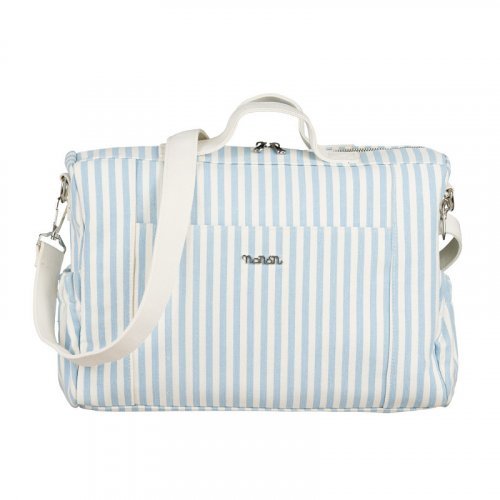 Borsa passeggio con fasciatoio canvas azzurra