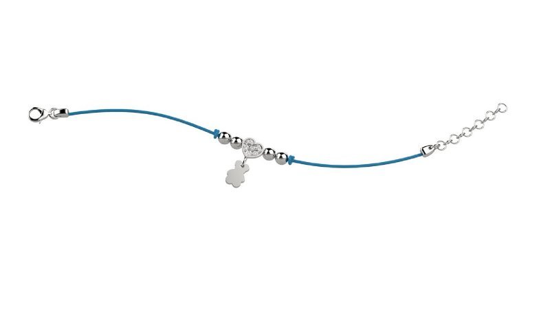 Bracelet Coeur Brillant Argent - Collet Bleu