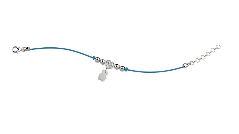 Bracelet Coeur Brillant Argent - Collet Bleu_2293