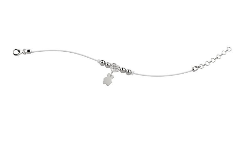 Bracciale Argento Cuore Brillantini - Col Bianco_2301