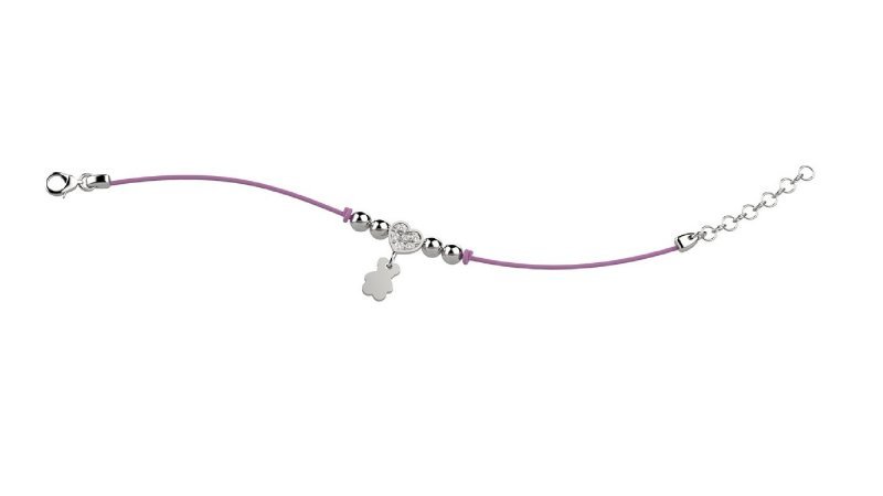 Bracciale Argento Cuore Brillantini - Col Lilla_2289