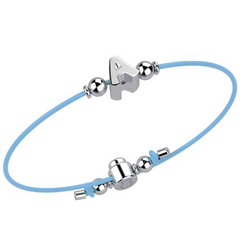 Bracelet with Light Blue Lace - Letter A