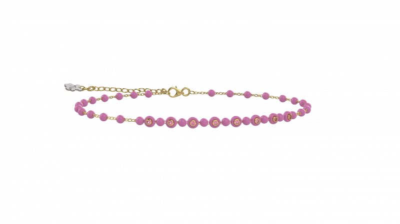 Bracciale Bimbi Argento 925 con pietre e dettagli rosa_12690