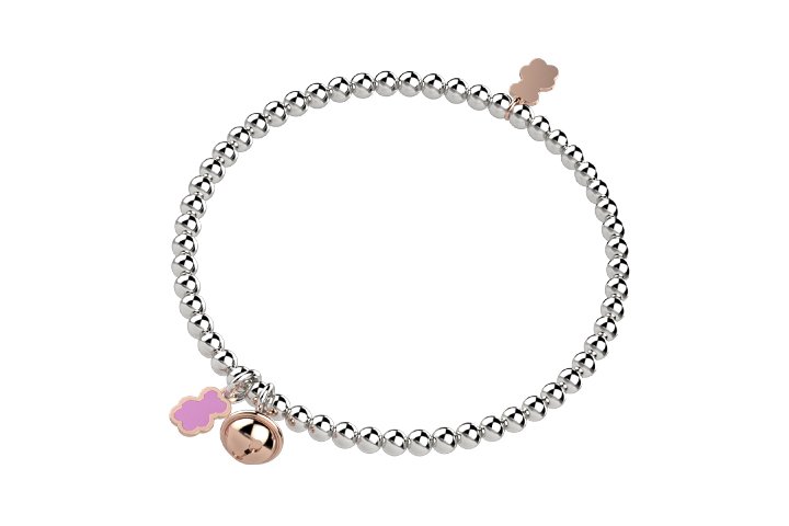Armband mit Glocke und rosa Bär