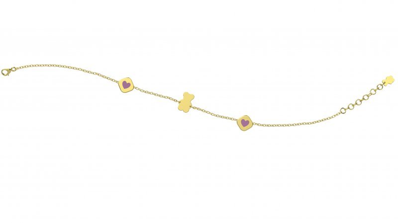 Bracciale con Orsetto - Cuori Lilla_2600