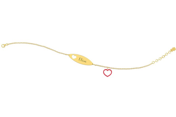 Bracciale con Targhetta - Charms cuore rossa_2708