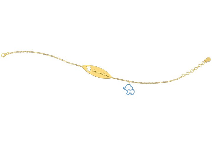 Bracelet avec médaillon - Charms éléphant bleu