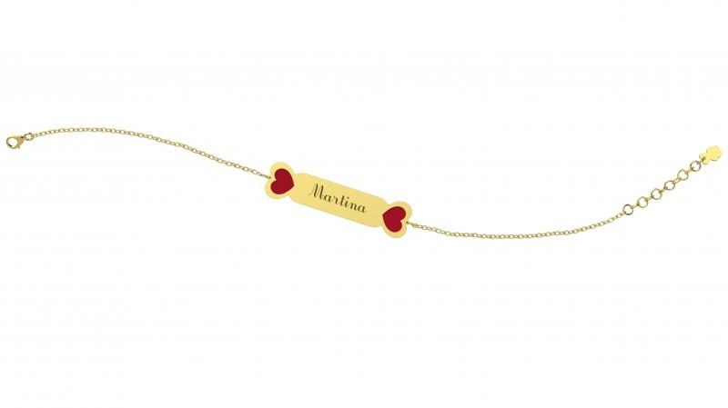 Armband mit Plakette - Rotes Herz