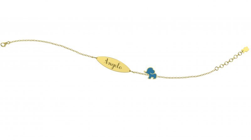 Bracelet avec Plaque - Petit Éléphant Bleu