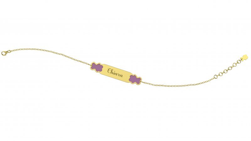 Bracelet avec Plaque - Oursons Lilas