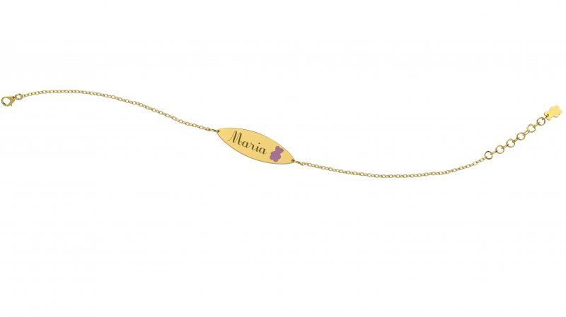 Bracelet avec Plaque - Ours Lilas