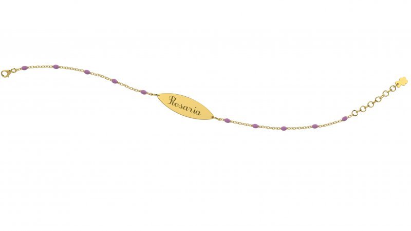 Bracelet avec Plaque - Perles Lilas