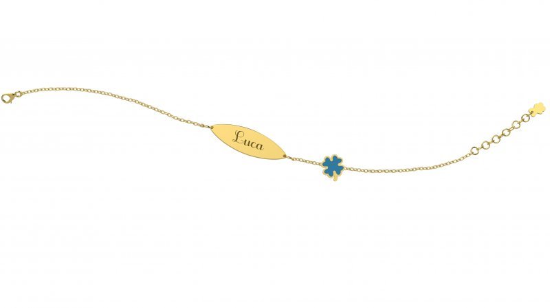 Bracelet avec Plaque - Trèfle Bleu